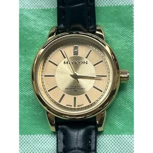 Miykon Gold Tone Black Band Women’s Quartz Watch IP Plated